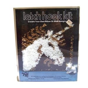 Vintage 80s Yarn Kits Inc Latch Hook Kit Unicorn